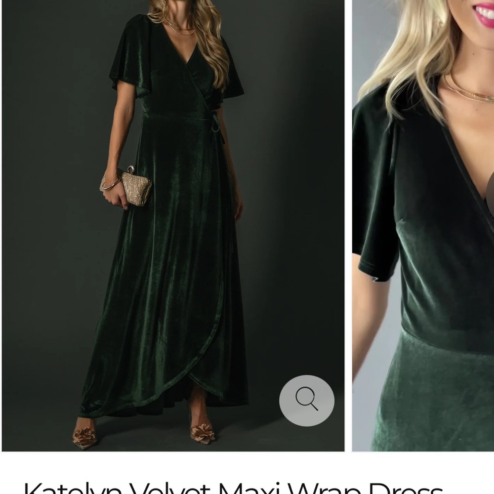Baltic Born Velvet Maxi Wrap Dress in Deep Green